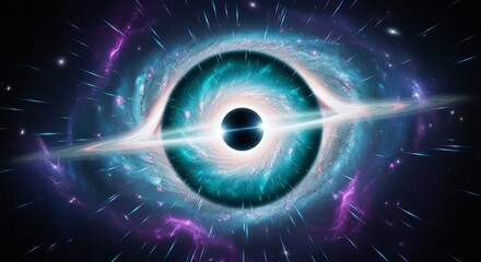 Cosmic Abyss Surreal Depiction of a Black Hole Amidst a Nebula, Featuring Swirling Celestial Gases and Intense Gravitational Distortion