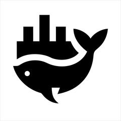 Abstract whale and city skyline icon
