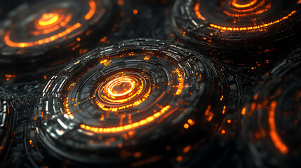Glowing Circular Patterns with Futuristic Design