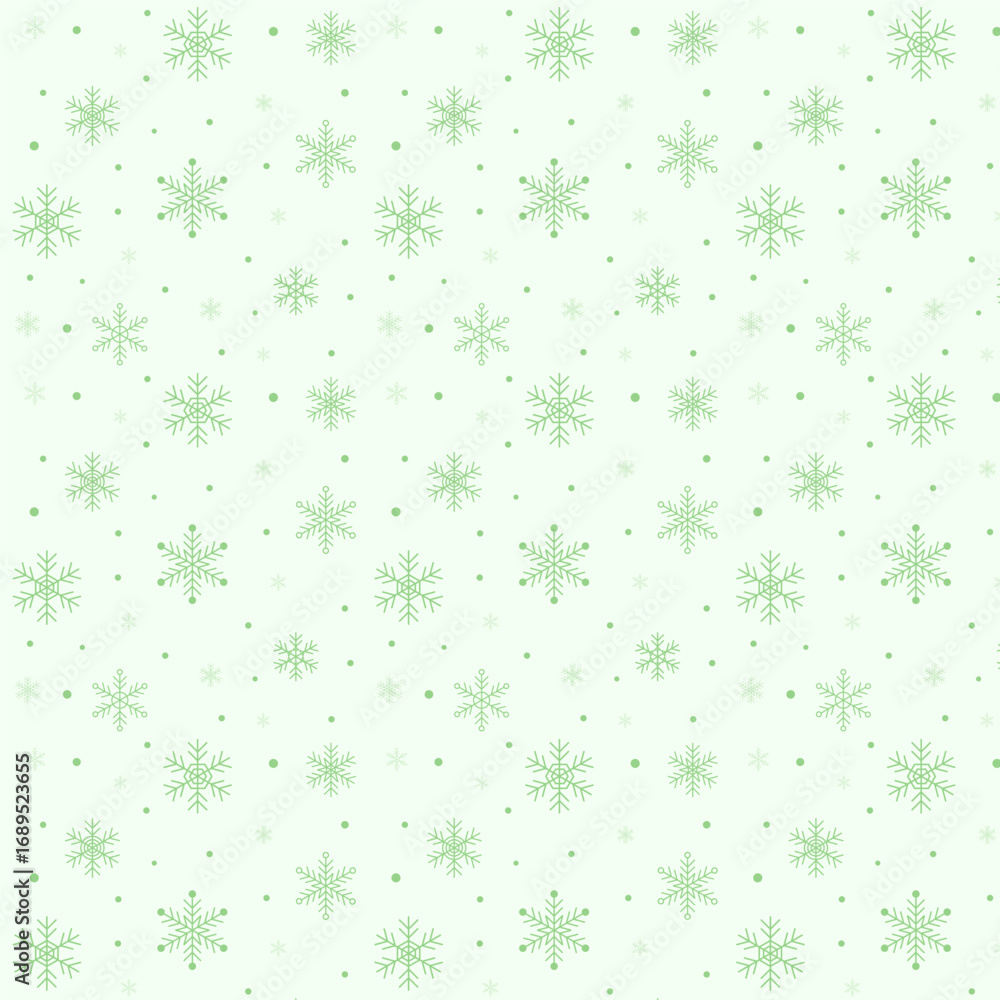 Canvas Prints seamless pattern with green snowflakes isolated on background.christmas, winter repeat pattern.vecto