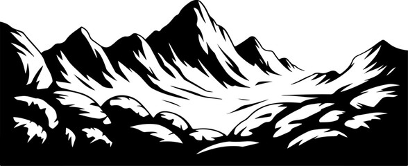 Obraz premium ountain and Rock Silhouette Vector Graphic Bundle – Nature Landscape Clipart Set