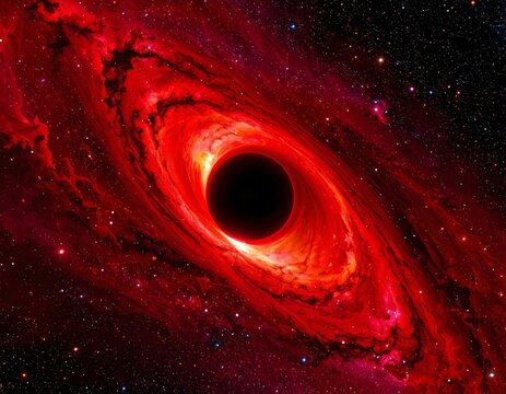 Red swirling space, black hole