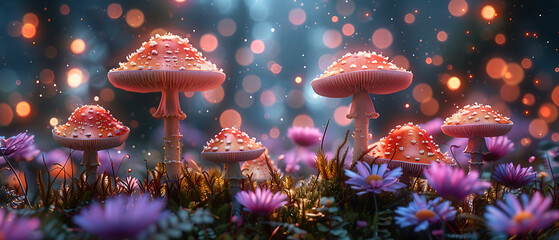 red and white mushrooms 
