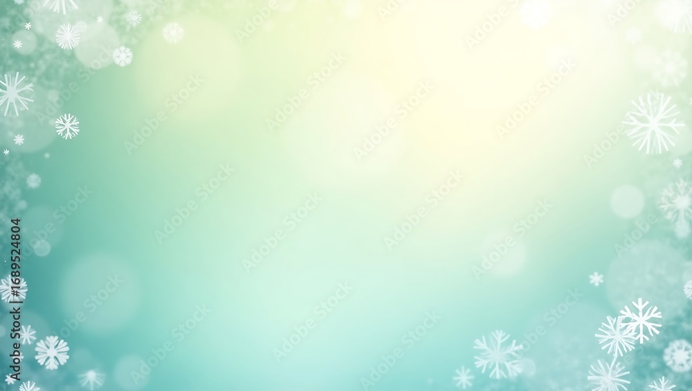 Poster abstract winter background with falling snowflakes. a serene and magical design with soft bokeh ligh