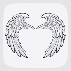 Elegant angel wings forming a heart shape in a stylized illustration, perfect for symbolic designs