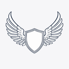 Elegant shield with outstretched wings, a symbol of protection, strength, and freedom, rendered in a minimalist vector design