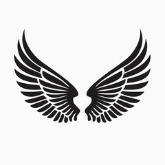 Fototapeta premium Elegant black wings silhouette design perfect for logos, tattoos, and artistic illustrations. Vector angel wing element