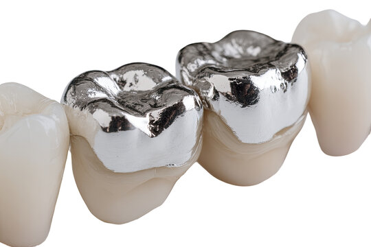 Close-up of teeth with metallic fillings