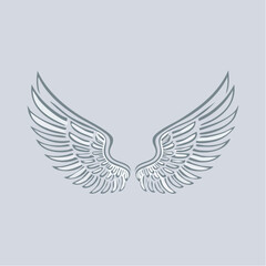 Obraz premium Firefly Graceful Flight - Vector Illustration of Symmetrical Angel Wings, continuous single line art design 