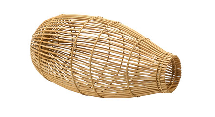 Handmade bamboo fish trap isolated on transparent background, a traditional fishing tool used in southeast asia, crafted from natural and sustainable materials