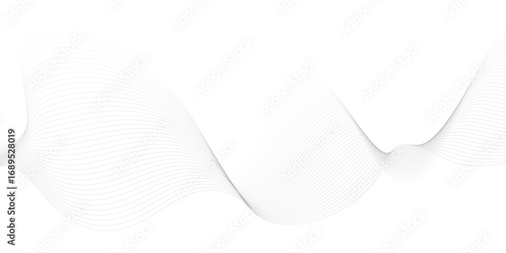 Fototapete abstract gray wave lines vector on white background flowing curve pattern for modern minimalist desi
