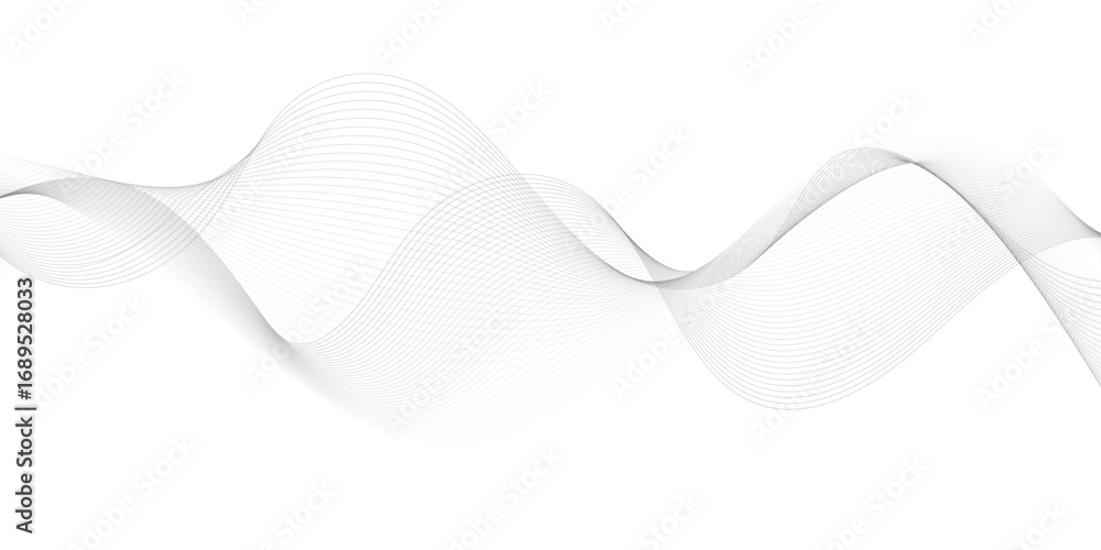Fototapete abstract gray wave lines vector on white background flowing curve pattern for modern minimalist desi