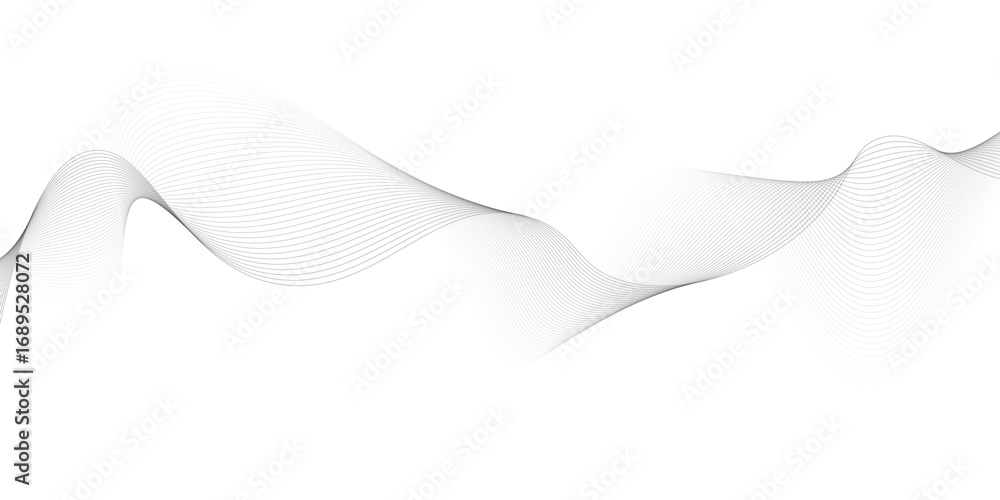 Fototapete abstract gray wave lines vector on white background flowing curve pattern for modern minimalist desi