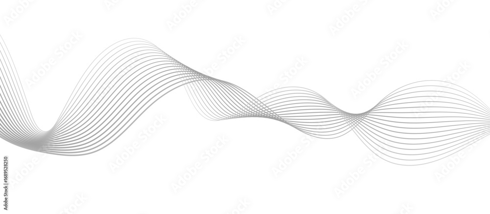 Fototapete abstract gray wave lines vector on white background flowing curve pattern for modern minimalist desi