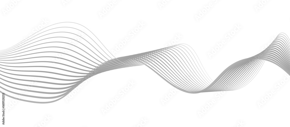 Poster abstract gray wave lines vector on white background flowing curve pattern for modern minimalist desi