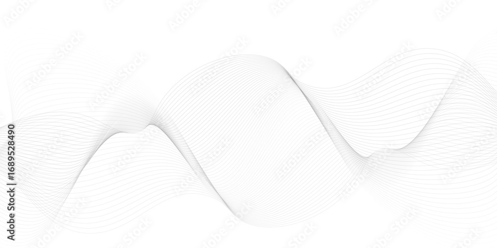 Poster abstract gray wave lines vector on white background flowing curve pattern for modern minimalist desi