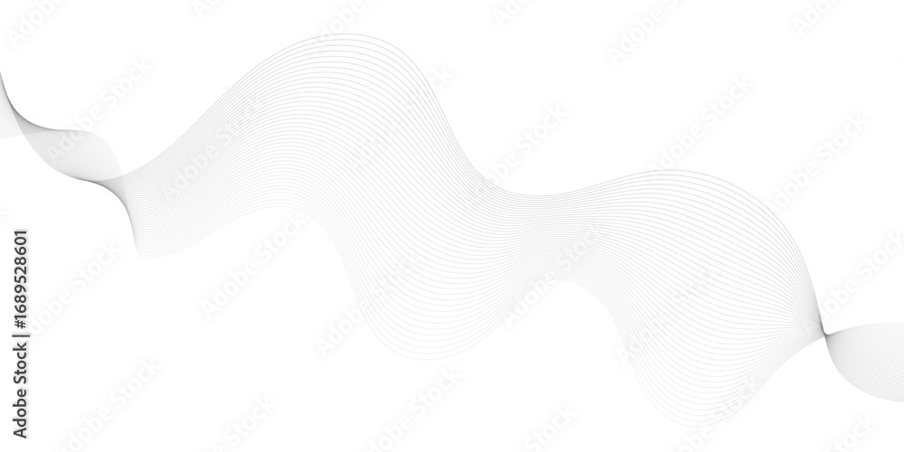 Poster abstract gray wave lines vector on white background flowing curve pattern for modern minimalist desi
