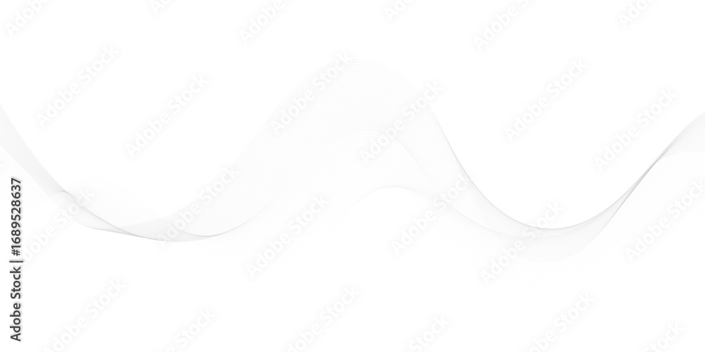 Fototapete abstract gray wave lines vector on white background flowing curve pattern for modern minimalist desi