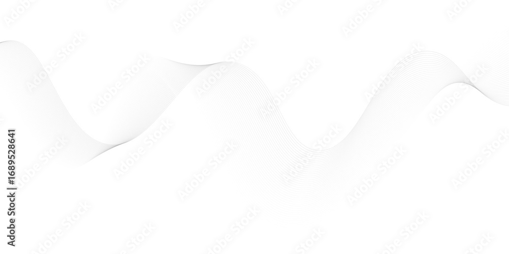 Fototapete abstract gray wave lines vector on white background flowing curve pattern for modern minimalist desi