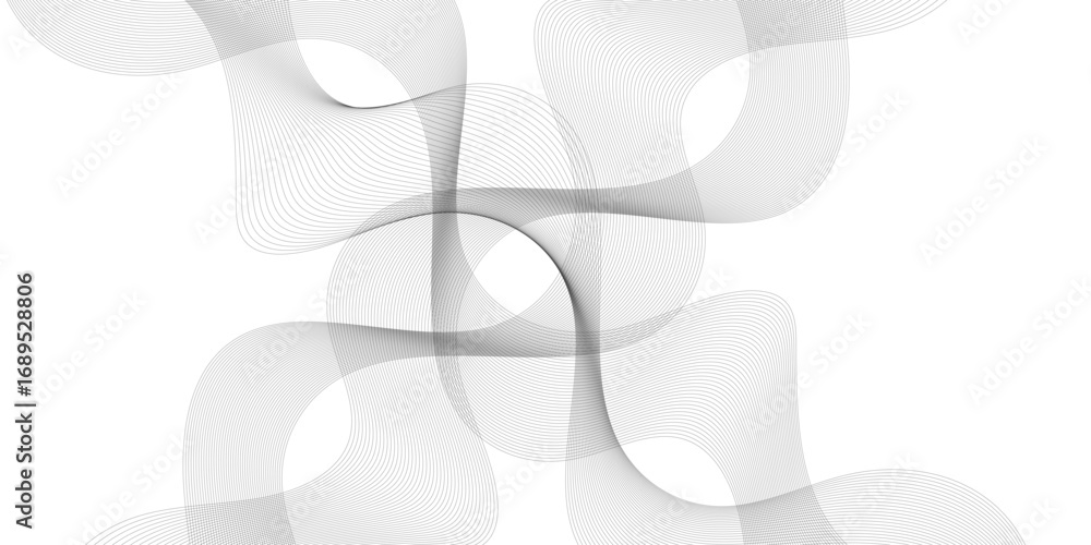 Fototapete abstract gray wave lines vector on white background flowing curve pattern for modern minimalist desi