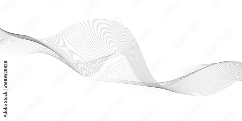 Poster abstract gray wave lines vector on white background flowing curve pattern for modern minimalist desi