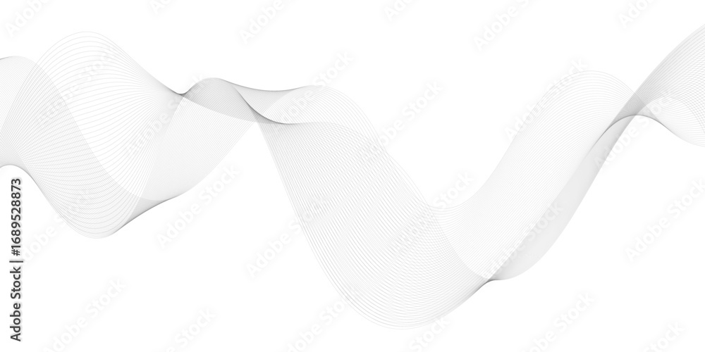 Fototapete abstract gray wave lines vector on white background flowing curve pattern for modern minimalist desi