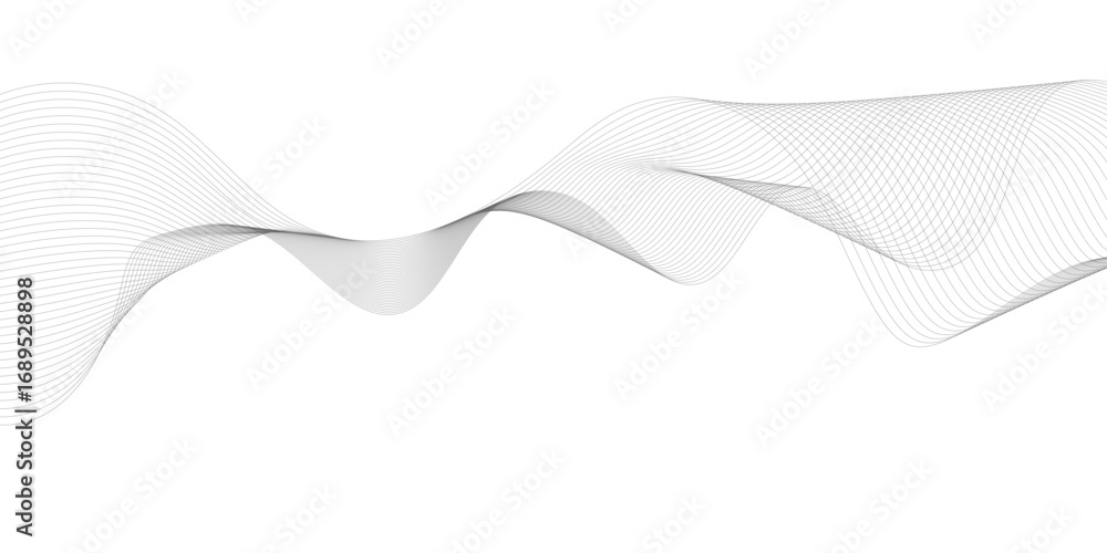Poster abstract gray wave lines vector on white background flowing curve pattern for modern minimalist desi