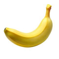 A single ripe yellow banana isolated on a transparent background