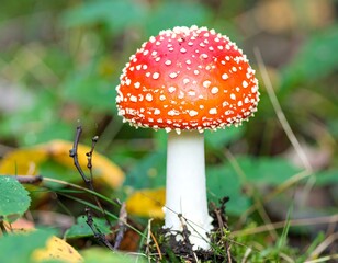 Red mushroom in forest