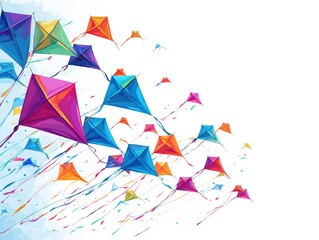 Obraz premium Vibrant kites dance across a clear sky, bringing joy and a sense of freedom to any design project