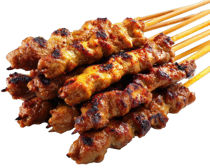 Close-up of grilled skewers
