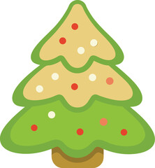Stylized Christmas Tree Illustration with Red and White Dots on a White Background
