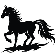 Adobe Ill Horse Head Silhouette - Stylized Cut Out Vector Constrictor Artwork Ultra-detailed white stallion galloping through shallow turquoise surf, splashes sparkling under golden sunset light, blur