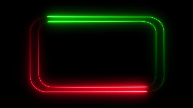 Animation of glowing neon Rectangle frame black background, Rectangle neon frame .cyber neon frame blue and purple ping animated frame background square and parallelogram neon running alpha looping