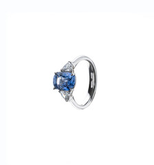 Ring with sapphire. Luxurious ring. Jewelry with sapphire.