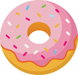 Pink Frosted Donut with Colorful Sprinkles a Sweet Treat Illustration for Food Lovers