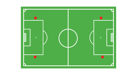 a soccer field layout with player positions marked clearly