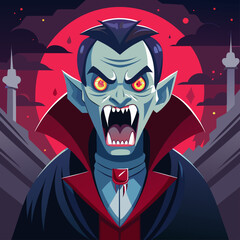 halloween vampire with a skull