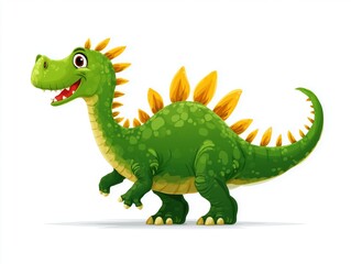 Obraz premium Joyful cartoon Stegosaurus with vibrant yellow plates, perfect for educational and playful projects