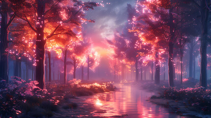 night scene with trees