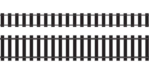 Railway Line, Rails Symbol, Train Tracks Sign, Railroad Pictogram, Railway Track Silhouette. eps 10 illustration