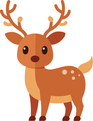 Fototapeta premium Cute Cartoon Reindeer Illustration with Antlers and Spots for Christmas or Winter Designs