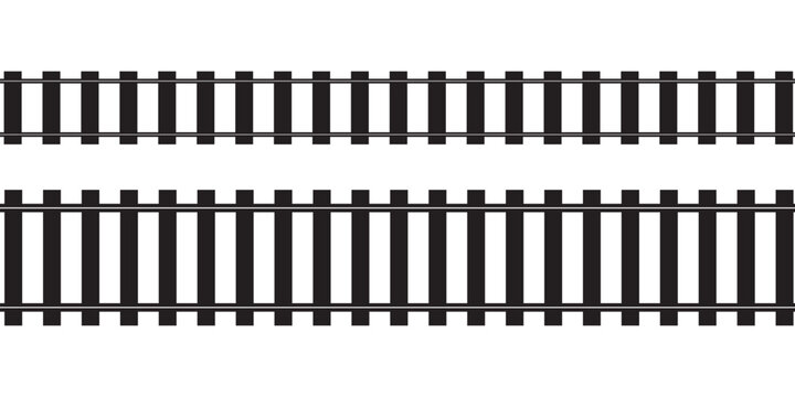 Railway Line, Rails Symbol, Train Tracks Sign, Railroad Pictogram, Railway Track Silhouette. eps 10 illustration