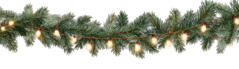 Christmas garland with warm-white string lights