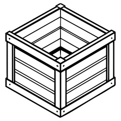 Empty wooden crate with slatted sides and open top