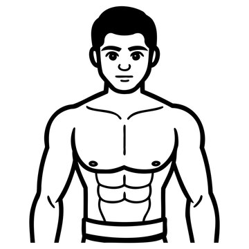 Muscular man with sixpack abs and fit physique