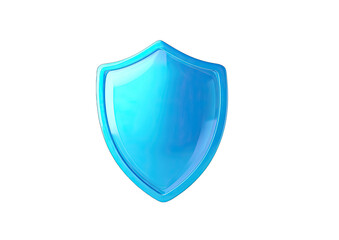 A vibrant, glossy light-blue shield against a black background