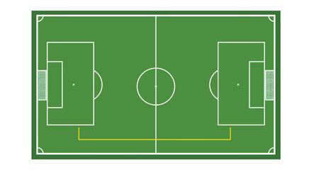 a soccer field layout with clear markings and goals