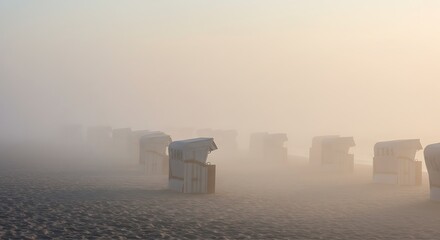 Mysterious Hay Bales in Thick Morning Fog.