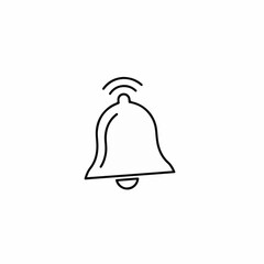 Notification bell drawing showing simple outline, notification bell, minimal design on clean background. Simple notification bell graphic,